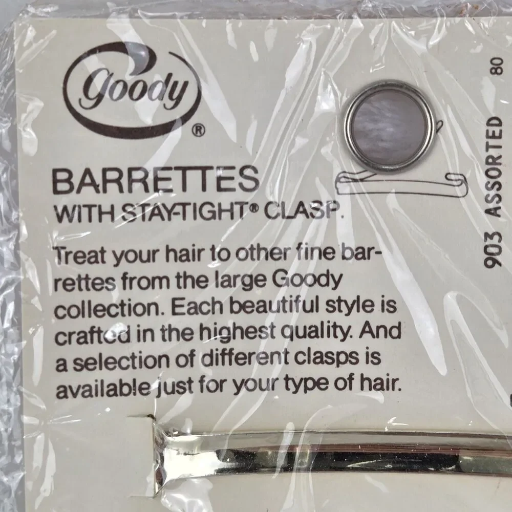 Vintage Goody Stay Tight Metal Double Line Barrettes Lot New Sealed #903 2.5 in.
